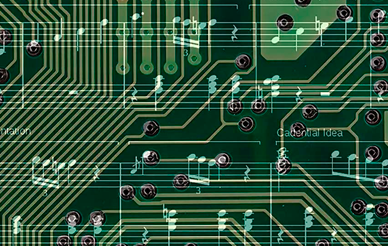 Computer chip with music notes